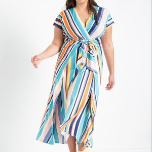 Eloquii Maxi Dress with Wrap Tie